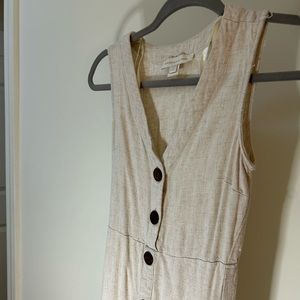 Cream Button Down Midi Dress